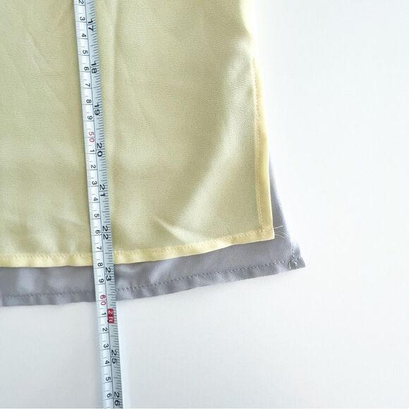 Olive & Oak Tank Shell Yellow Gray Chest Pocket Pullover Blouse High-Low Size S - Picture 8 of 8